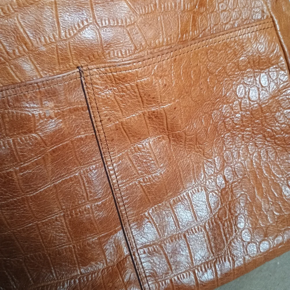Margot Textured Brown Cognac Leather Shoulder Bag Boho Neutral Purse Handbag